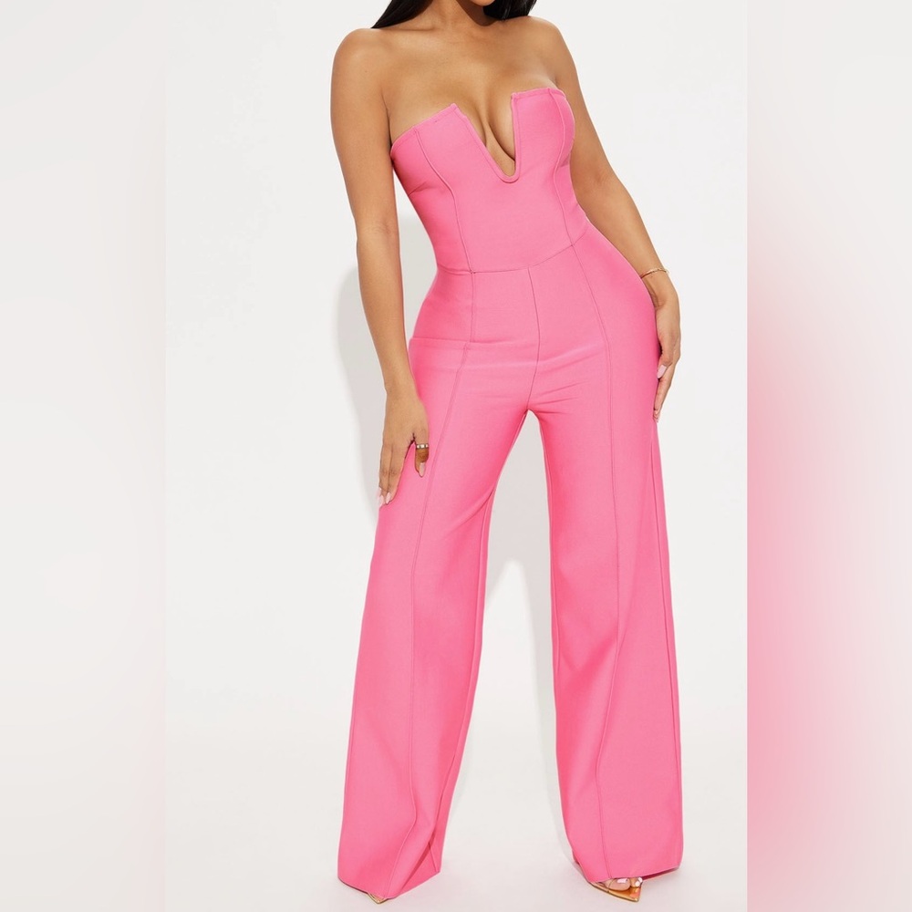 Pink Strapless Jumpsuit